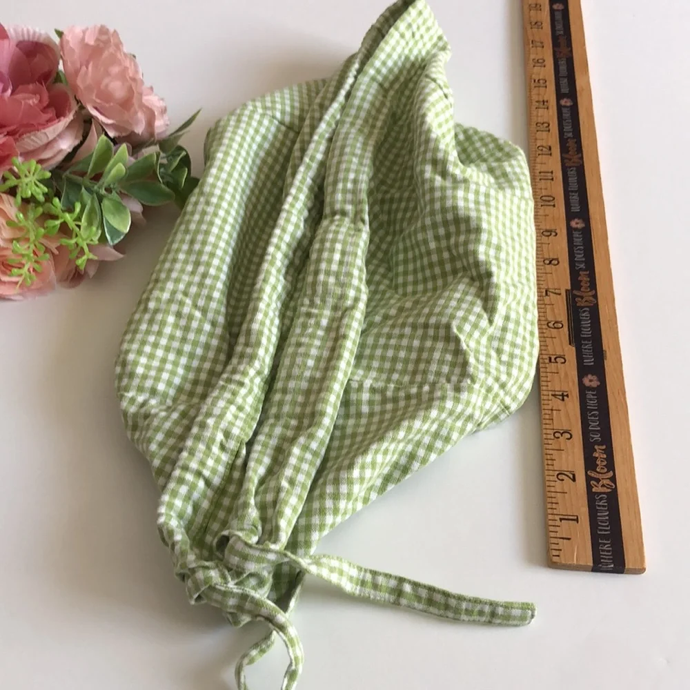 Pottery Barn Kids Sabrina Green and White Gingham Small Drawstring Sham